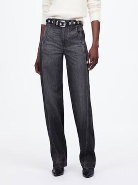 NWT Madewell Tapered Denim Trousers Cotton Gray Jeans Seamed Robles Wash 26